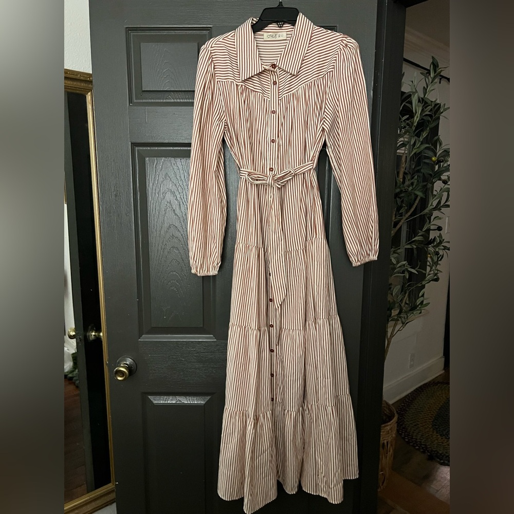 Striped Long Sleeve Maxi Dress